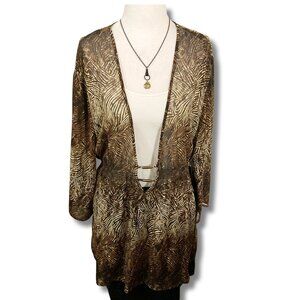 Penningtons Plus-size tiger print sheer beach cover-up top ~ XL 1X 2X XXL shirt